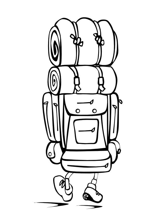 Coloriage en route avec le sac A  dos